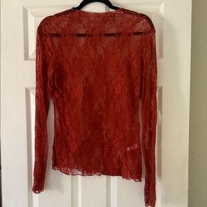 Chic Red Lace Women's Blouse